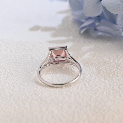 CausYou princess cut moissanite engagement ring CausYou Princess Cut Pink Sapphire Engagement Ring Solid Gold