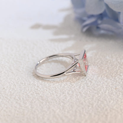 CausYou princess cut moissanite engagement ring CausYou Princess Cut Pink Sapphire Engagement Ring Solid Gold