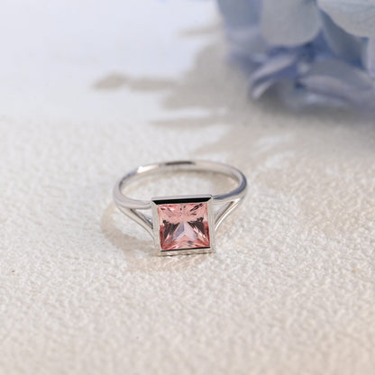 CausYou princess cut moissanite engagement ring CausYou Princess Cut Pink Sapphire Engagement Ring Solid Gold