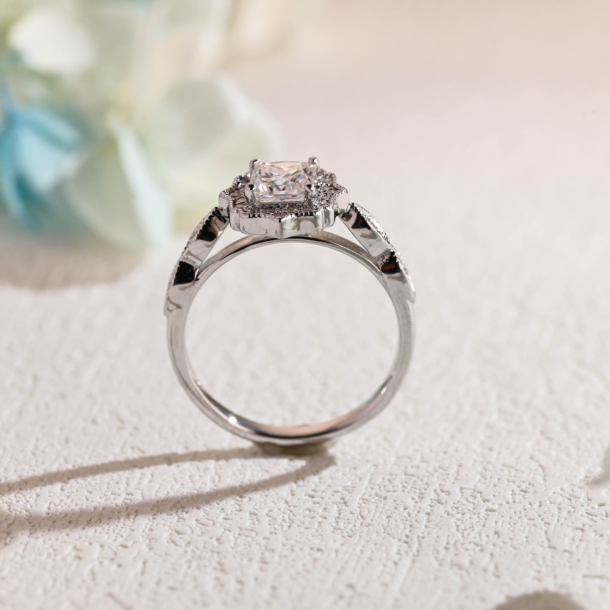 CausYou princess cut moissanite engagement ring Solid Gold Filigree Princess Cut Moissanite Engagement Ring, Vintage Promise Ring, Proposal Ring, Gift for Woman, Wife