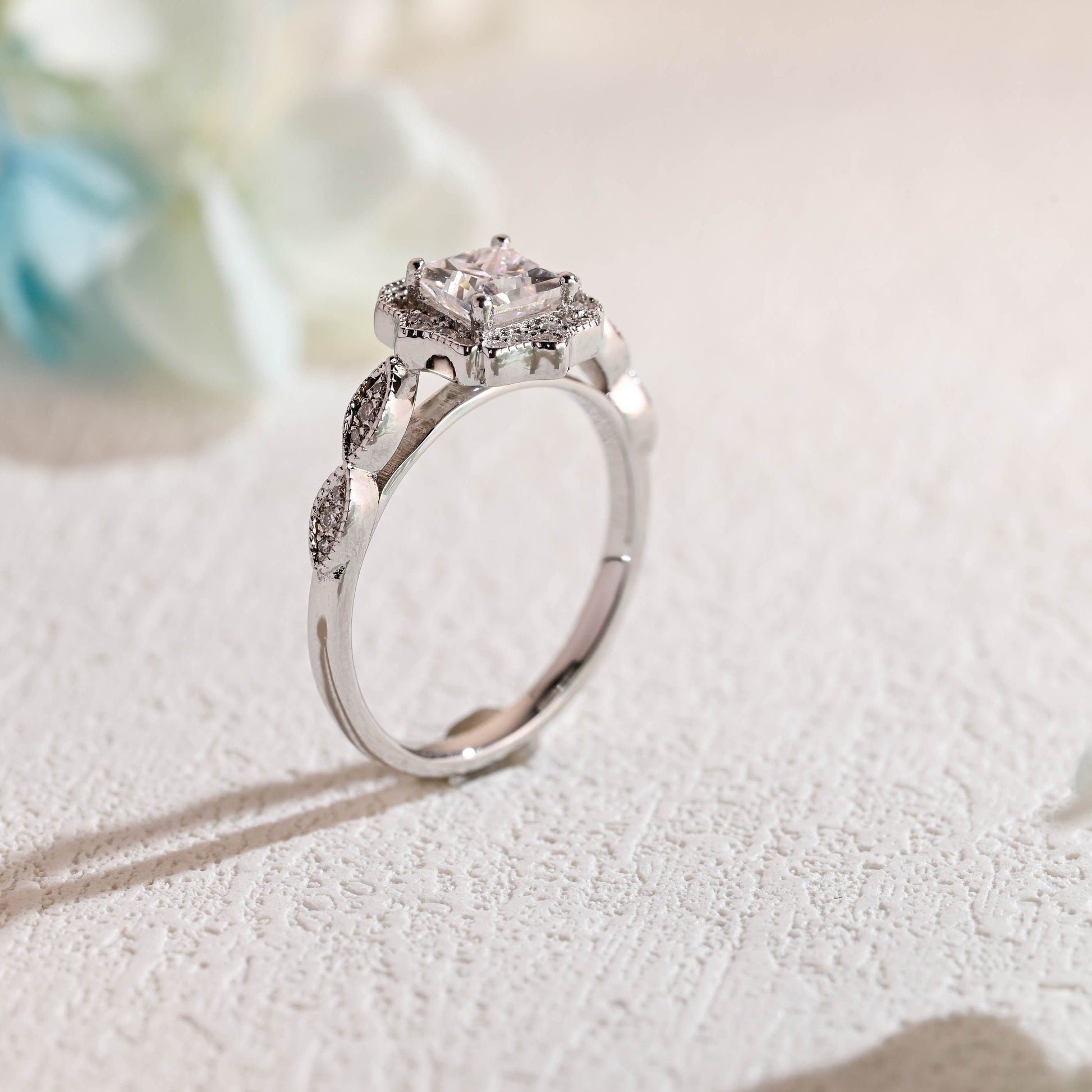 CausYou princess cut moissanite engagement ring Solid Gold Filigree Princess Cut Moissanite Engagement Ring, Vintage Promise Ring, Proposal Ring, Gift for Woman, Wife