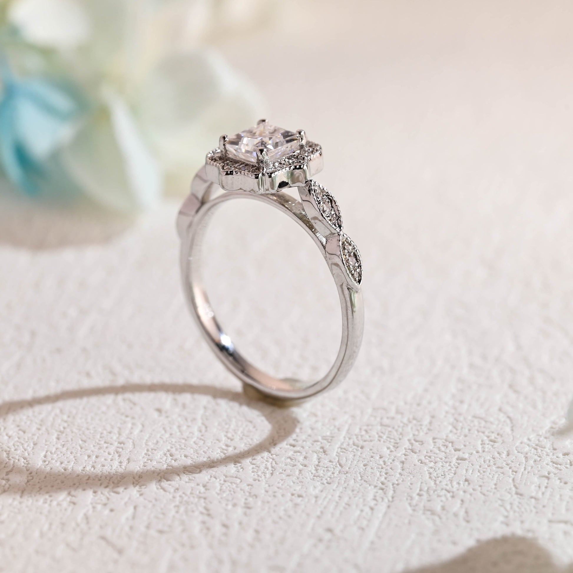 CausYou princess cut moissanite engagement ring Solid Gold Filigree Princess Cut Moissanite Engagement Ring, Vintage Promise Ring, Proposal Ring, Gift for Woman, Wife