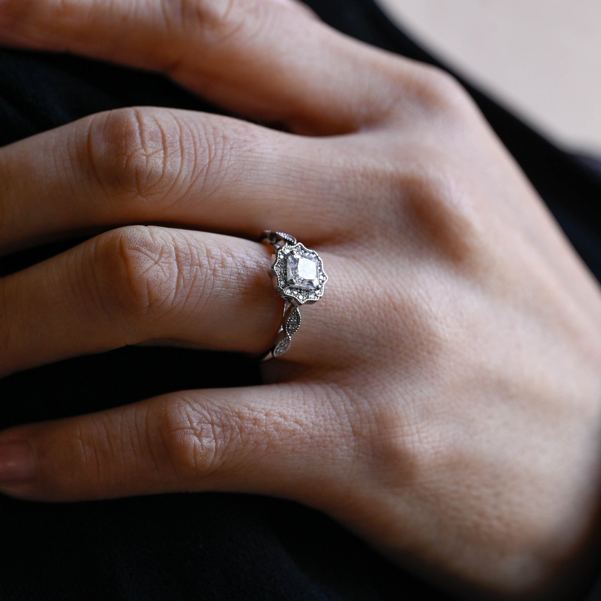 CausYou princess cut moissanite engagement ring Solid Gold Filigree Princess Cut Moissanite Engagement Ring, Vintage Promise Ring, Proposal Ring, Gift for Woman, Wife