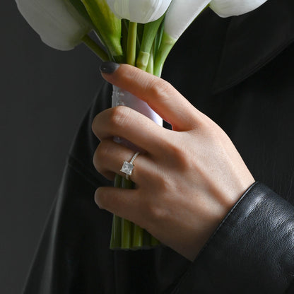 CausYou princess cut moissanite engagement ring Solid Gold Paved Princess Cut Moissanite Engagement Ring