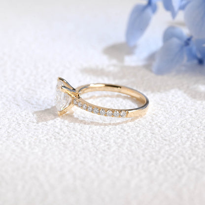 CausYou princess cut moissanite engagement ring Solid Gold Paved Princess Cut Moissanite Engagement Ring