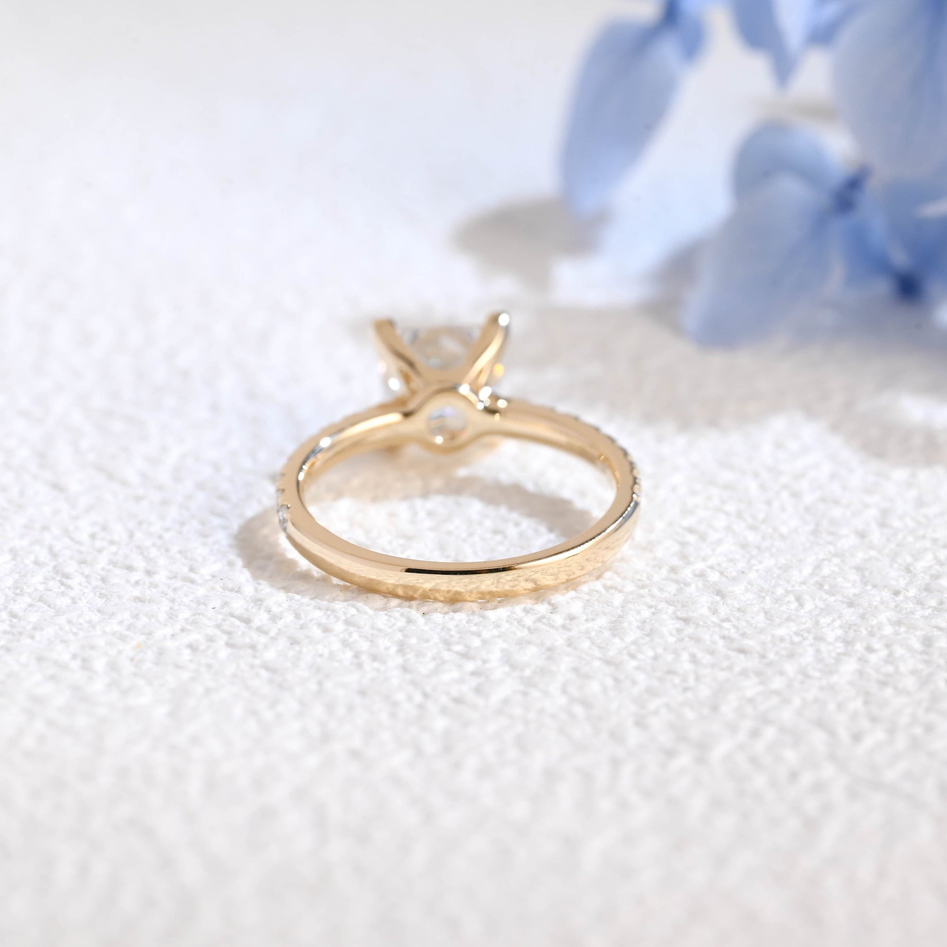 CausYou princess cut moissanite engagement ring Solid Gold Paved Princess Cut Moissanite Engagement Ring