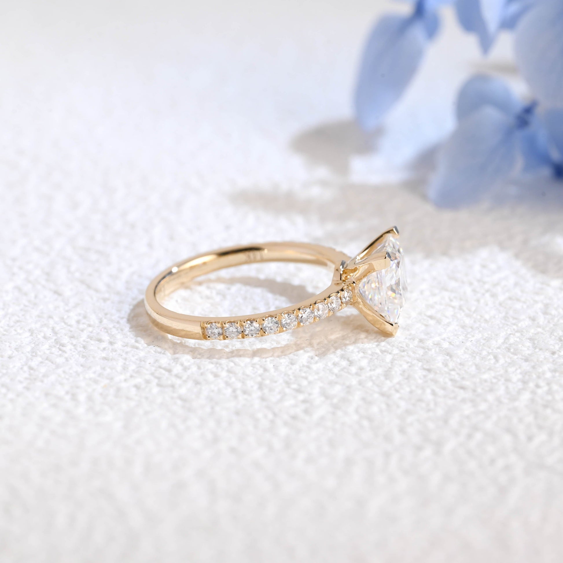 CausYou princess cut moissanite engagement ring Solid Gold Paved Princess Cut Moissanite Engagement Ring