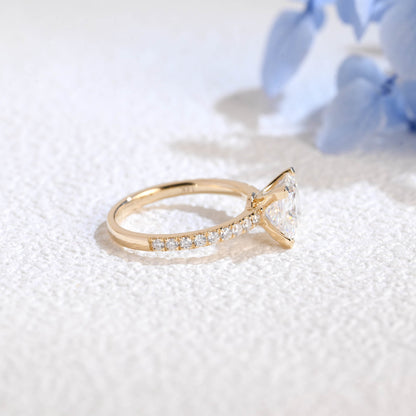 CausYou princess cut moissanite engagement ring Solid Gold Paved Princess Cut Moissanite Engagement Ring