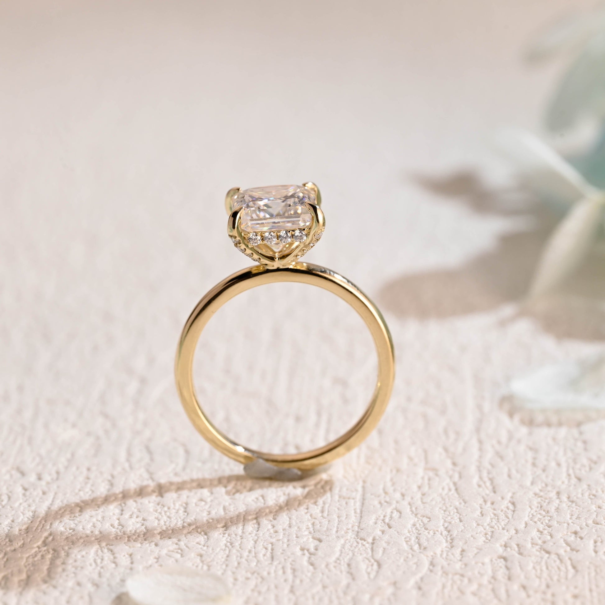 CausYou princess cut moissanite engagement ring Solid Gold Princess Cut Moissanite Engagement Ring, Hidden Halo Promise Ring, Bridal Ring, Git for Women, Wife