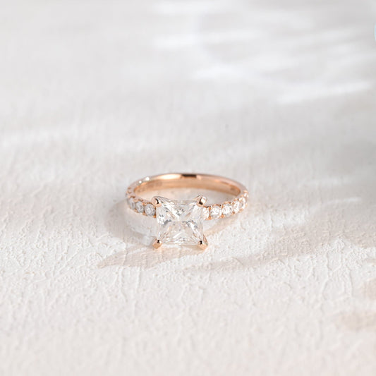 CausYou princess cut moissanite engagement ring Solid Gold Princess Cut Moissanite Engagement Ring, Promise Ring, Proposal Ring, Gift for Woman, Wife