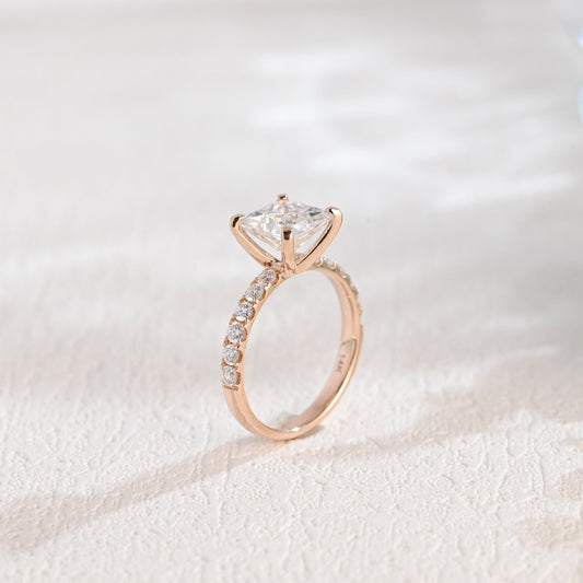 CausYou princess cut moissanite engagement ring Solid Gold Princess Cut Moissanite Engagement Ring, Promise Ring, Proposal Ring, Gift for Woman, Wife