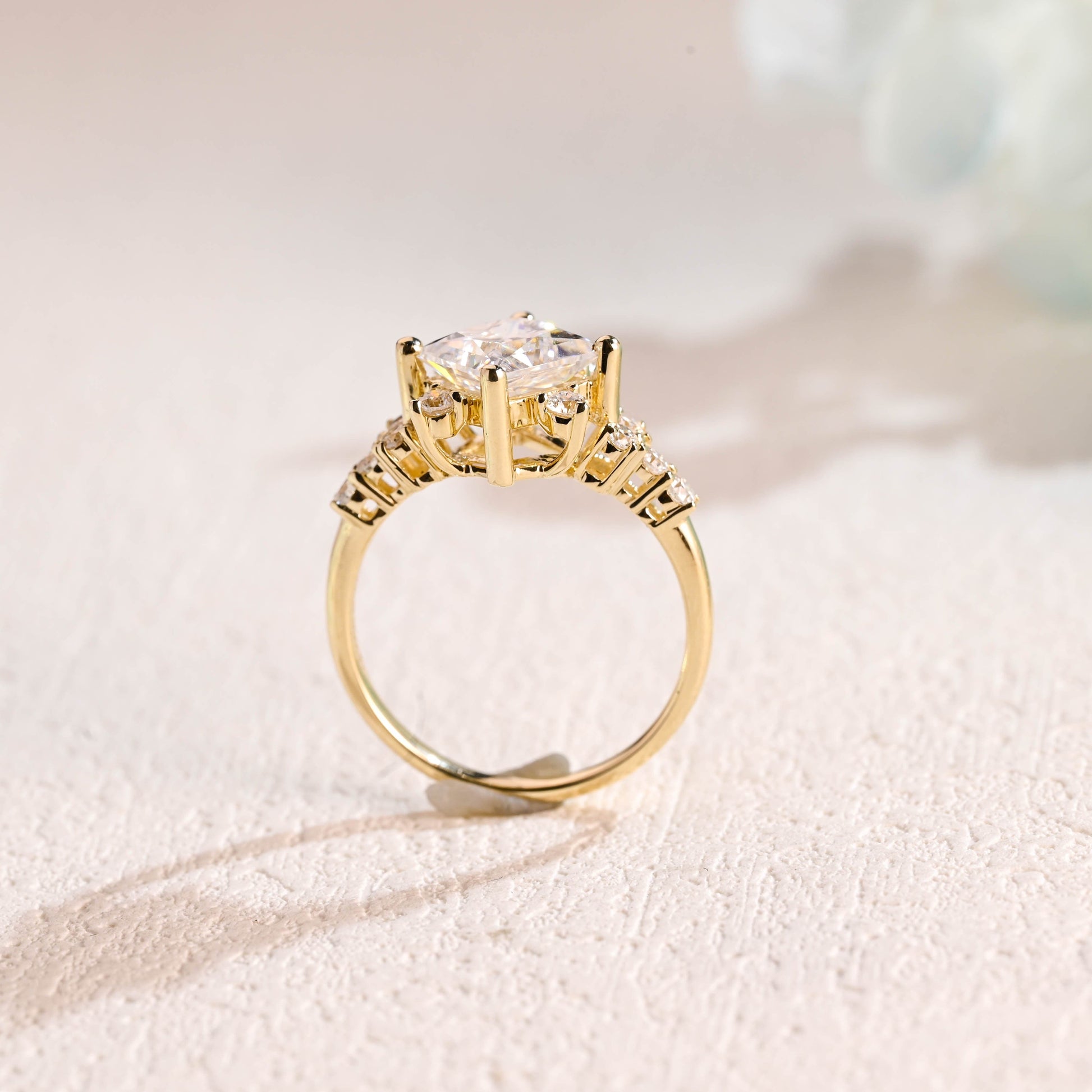 CausYou princess cut moissanite engagement ring Solid Gold Princess Cut Moissanite Engagement Ring, Promise Ring, Proposal Ring, Gift for Woman, Wife