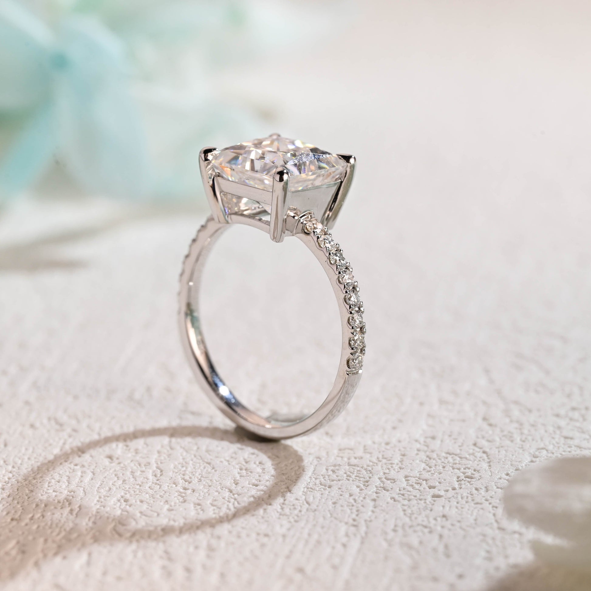 CausYou princess cut moissanite engagement ring Solid Gold Princess Cut Moissanite Engagement Ring, Wedding Ring, Bridal Ring, Gift for Women, Wife