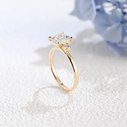 CausYou princess cut moissanite engagement ring Solid Gold Three Stone Princess Cut Moissanite Engagement Ring