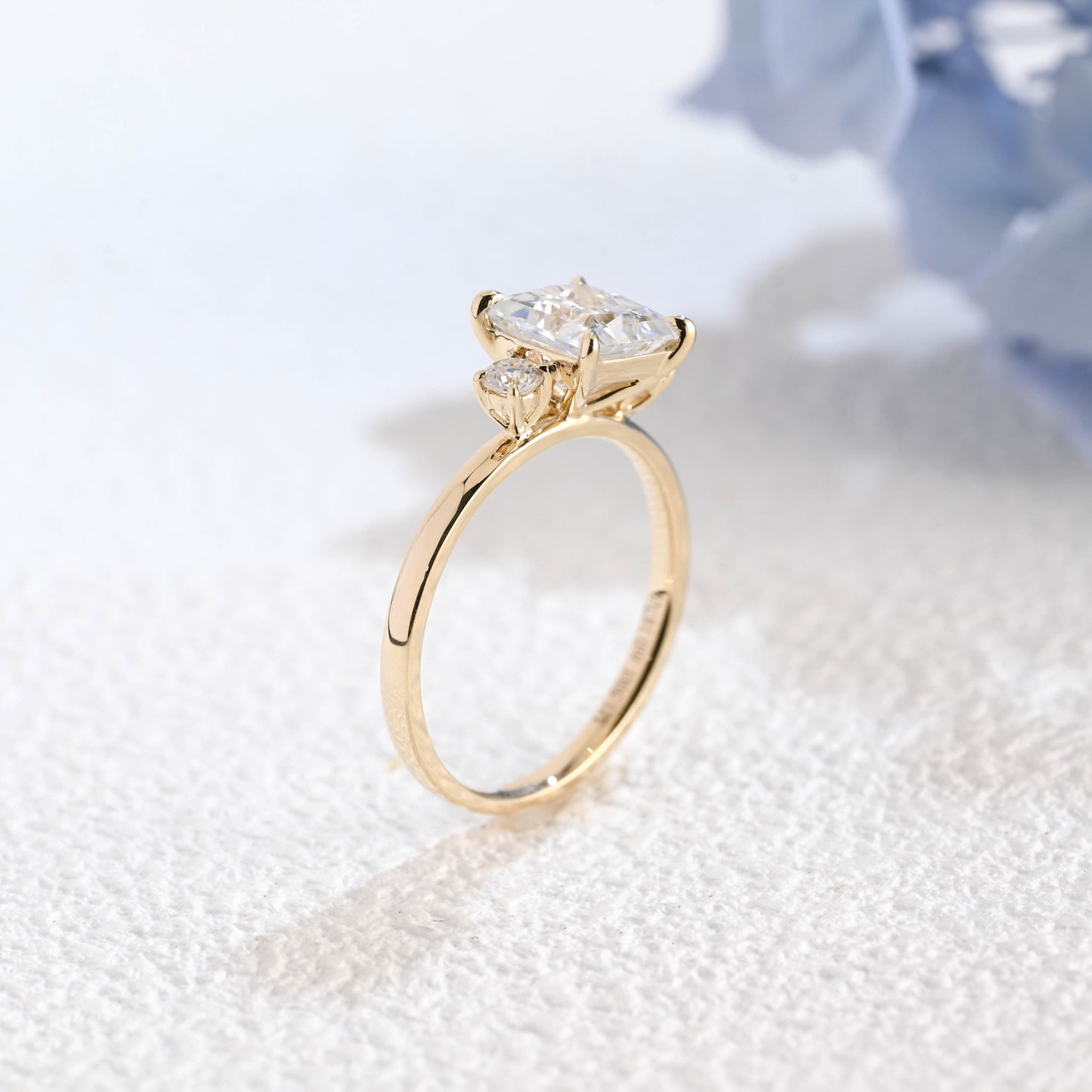 CausYou princess cut moissanite engagement ring Solid Gold Three Stone Princess Cut Moissanite Engagement Ring