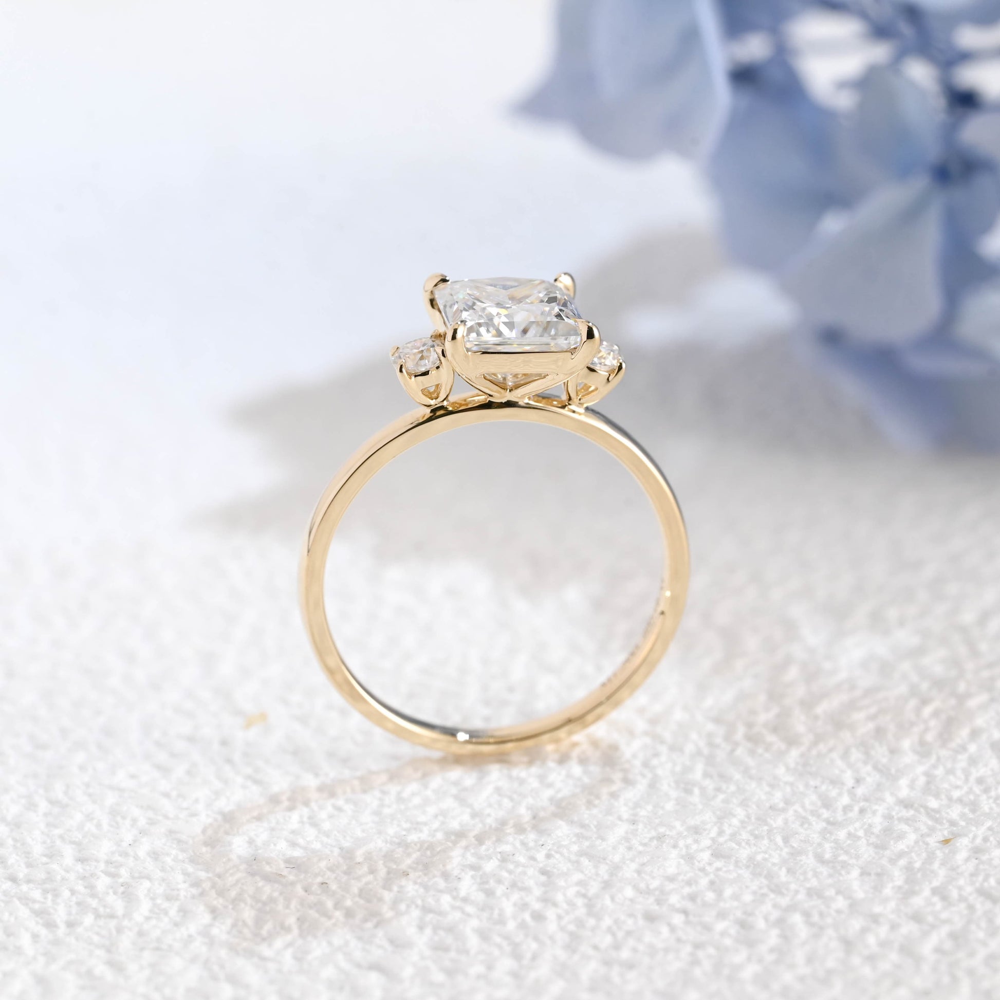 CausYou princess cut moissanite engagement ring Solid Gold Three Stone Princess Cut Moissanite Engagement Ring