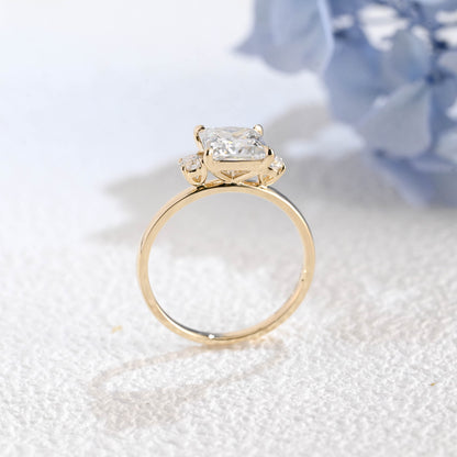 CausYou princess cut moissanite engagement ring Solid Gold Three Stone Princess Cut Moissanite Engagement Ring