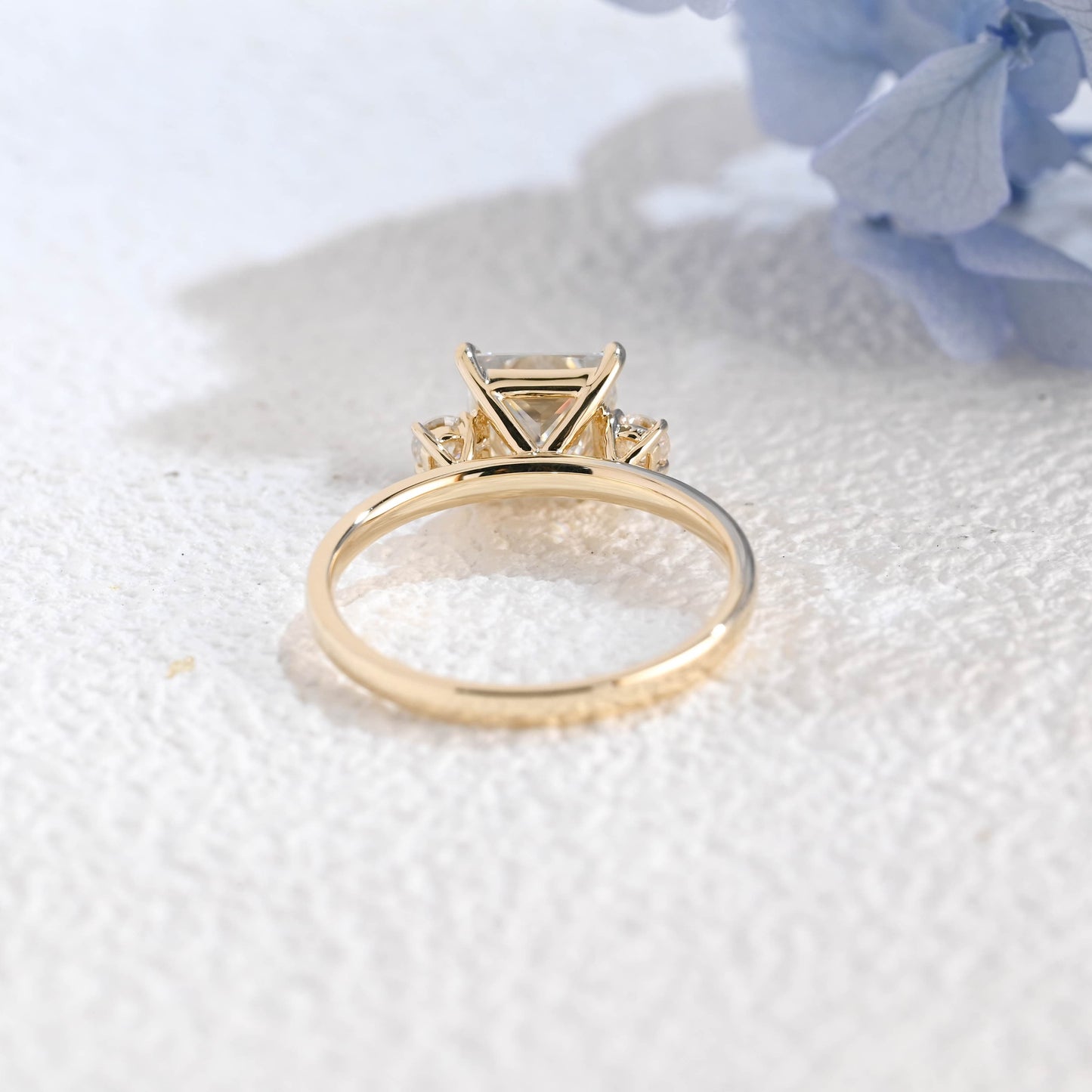 CausYou princess cut moissanite engagement ring Solid Gold Three Stone Princess Cut Moissanite Engagement Ring