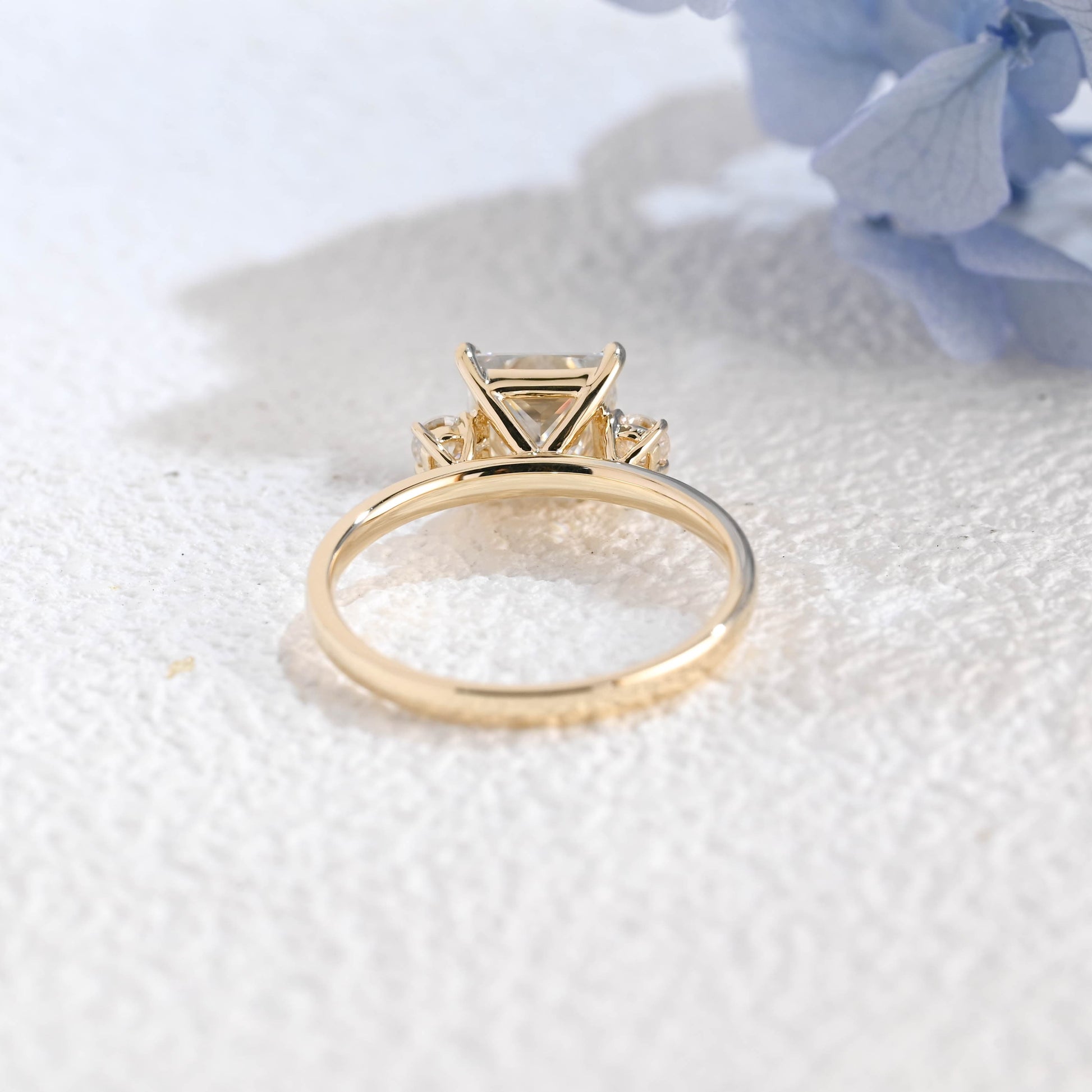 CausYou princess cut moissanite engagement ring Solid Gold Three Stone Princess Cut Moissanite Engagement Ring