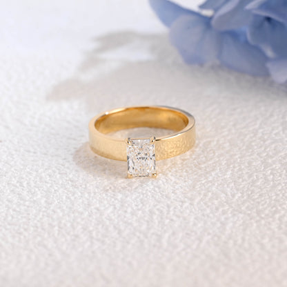 CausYou radiant cut diamond engagement ring Solid Gold Solitaire Radiant Cut Lab Diamond Engagement Ring | D Color VS1 IGI Certified