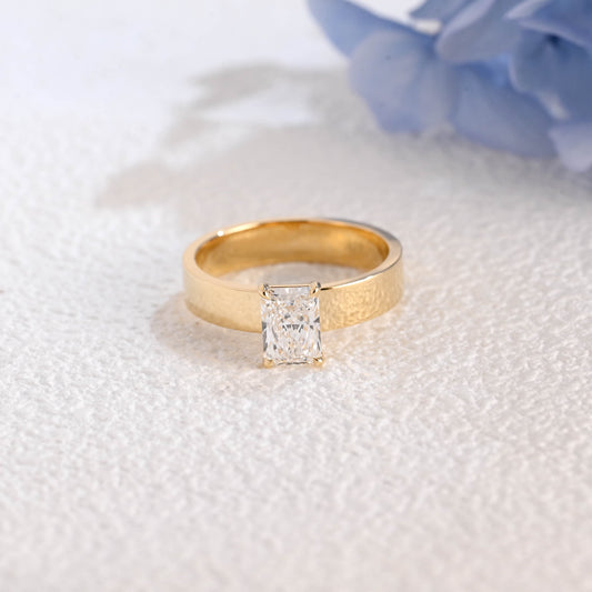 CausYou radiant cut diamond engagement ring Solid Gold Solitaire Radiant Cut Lab Diamond Engagement Ring | D Color VS1 IGI Certified