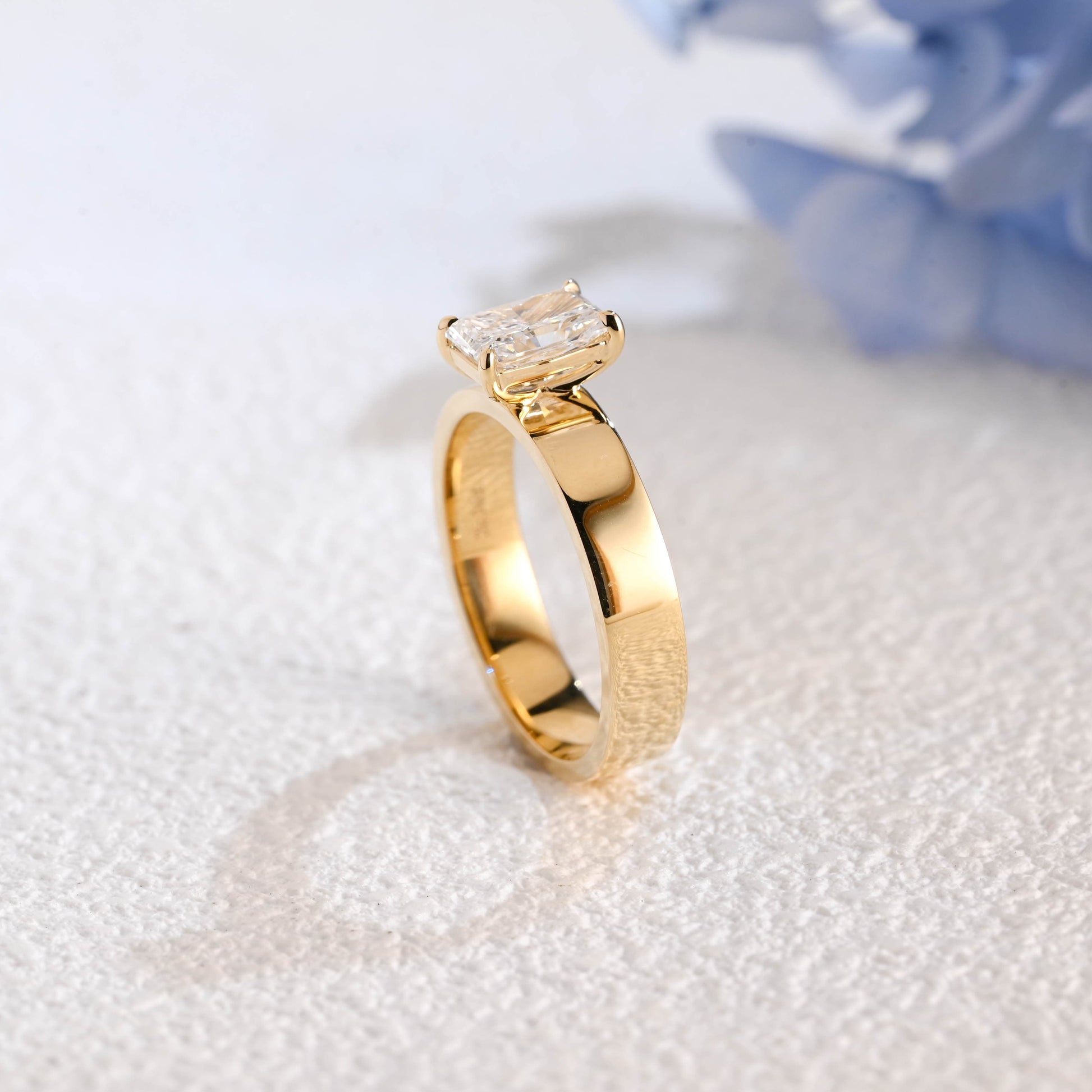CausYou radiant cut diamond engagement ring Solid Gold Solitaire Radiant Cut Lab Diamond Engagement Ring | D Color VS1 IGI Certified