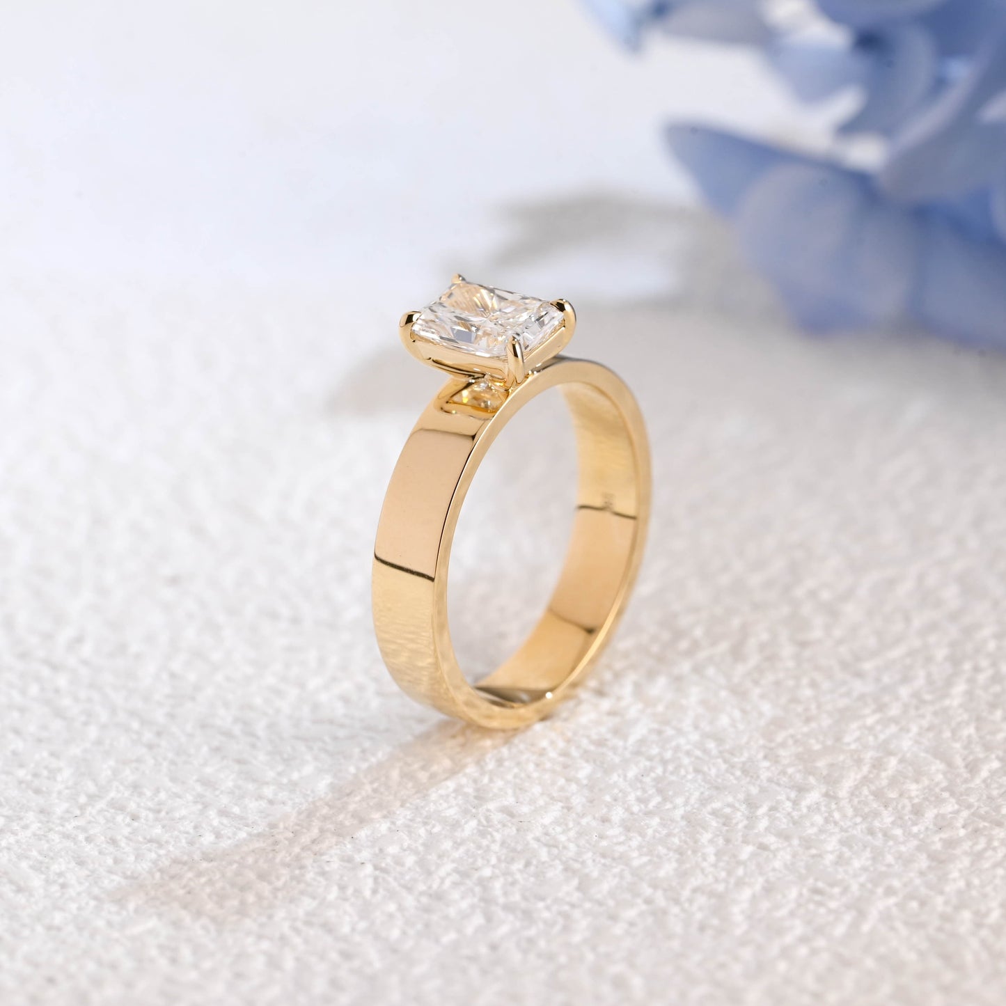 CausYou radiant cut diamond engagement ring Solid Gold Solitaire Radiant Cut Lab Diamond Engagement Ring | D Color VS1 IGI Certified