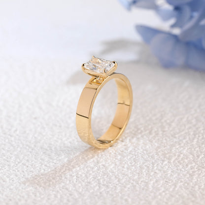 CausYou radiant cut diamond engagement ring Solid Gold Solitaire Radiant Cut Lab Diamond Engagement Ring | D Color VS1 IGI Certified