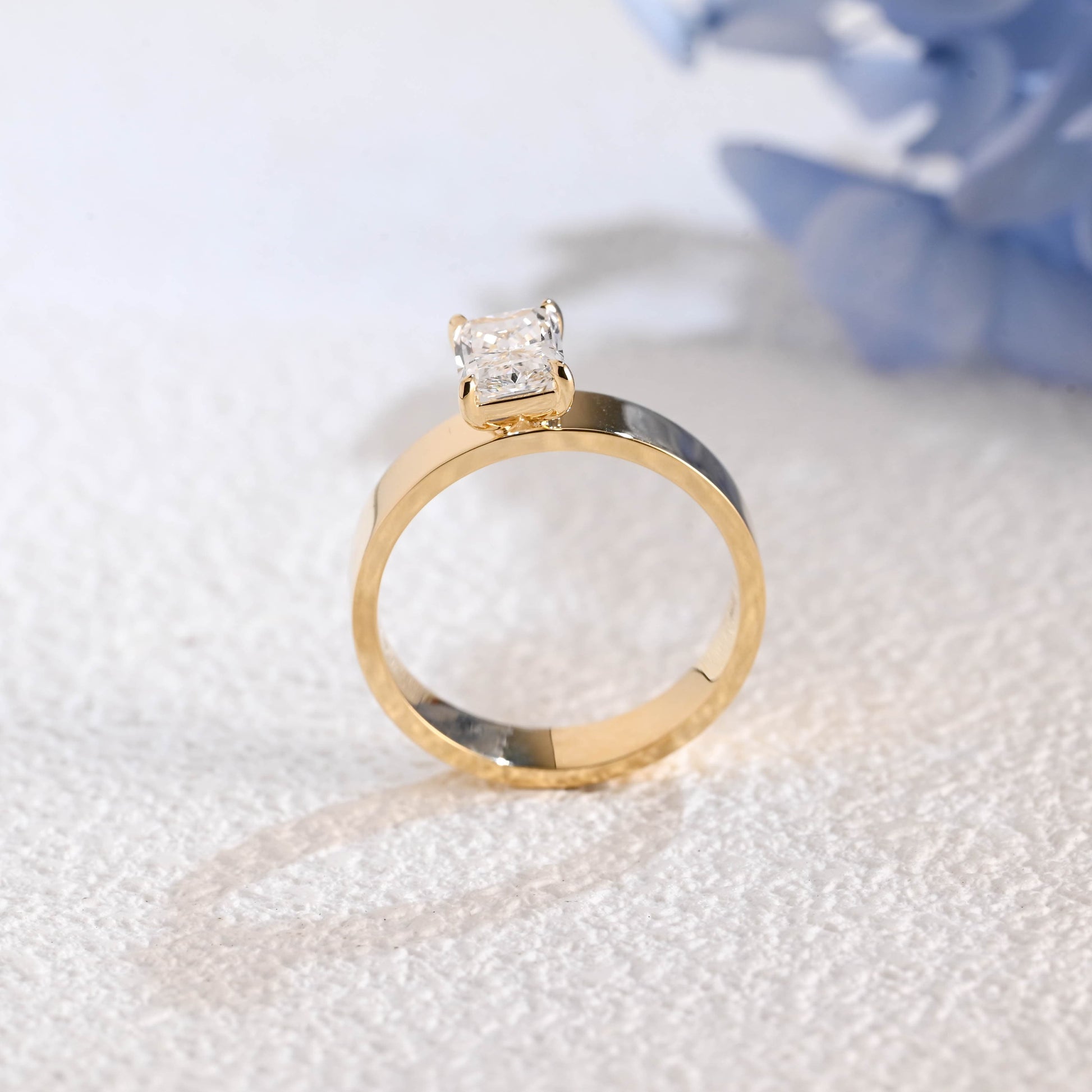 CausYou radiant cut diamond engagement ring Solid Gold Solitaire Radiant Cut Lab Diamond Engagement Ring | D Color VS1 IGI Certified