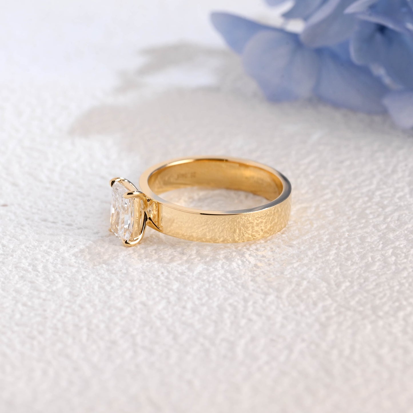 CausYou radiant cut diamond engagement ring Solid Gold Solitaire Radiant Cut Lab Diamond Engagement Ring | D Color VS1 IGI Certified