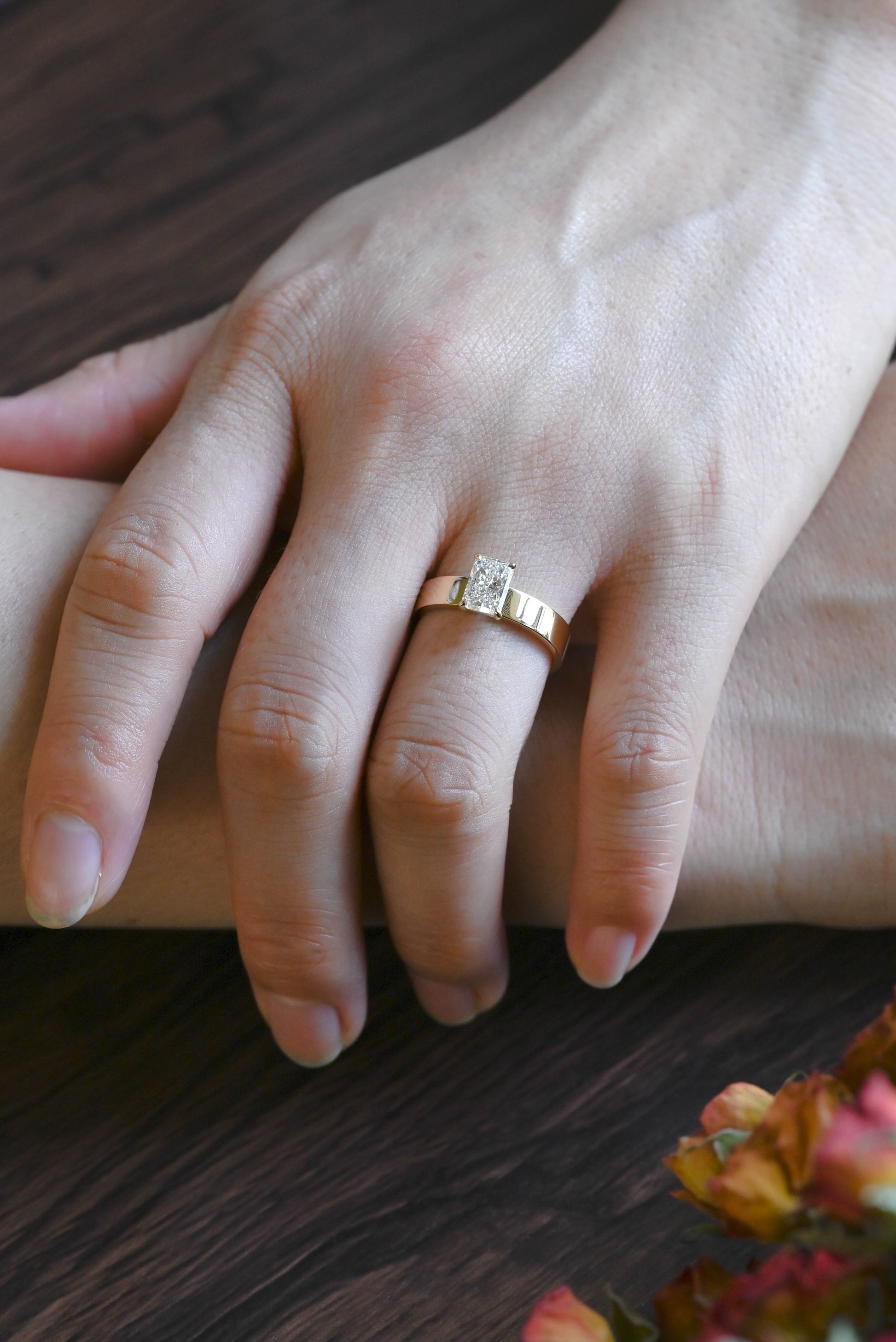 CausYou radiant cut diamond engagement ring Solid Gold Solitaire Radiant Cut Lab Diamond Engagement Ring | D Color VS1 IGI Certified