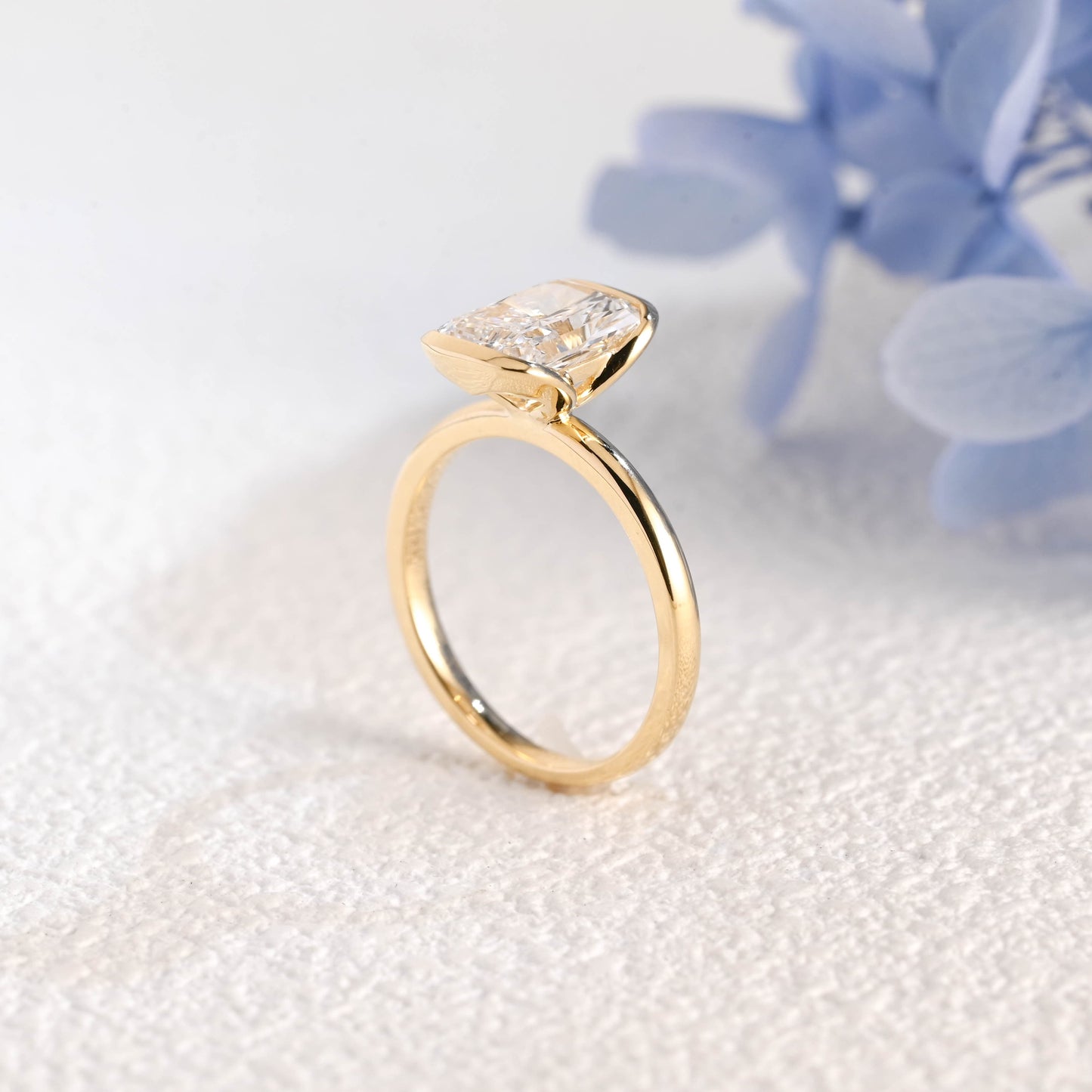 CausYou radiant cut diamond engagement ring Solid Gold Solitaire Radiant Cut Lab Diamond Engagement Ring | D Color VS1 IGI Certified