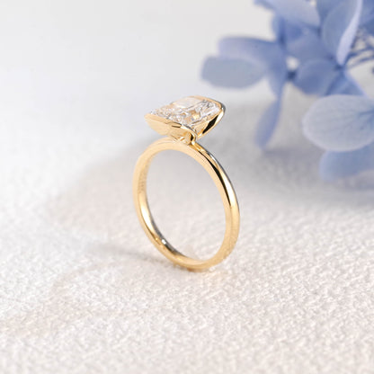 CausYou radiant cut diamond engagement ring Solid Gold Solitaire Radiant Cut Lab Diamond Engagement Ring | D Color VS1 IGI Certified