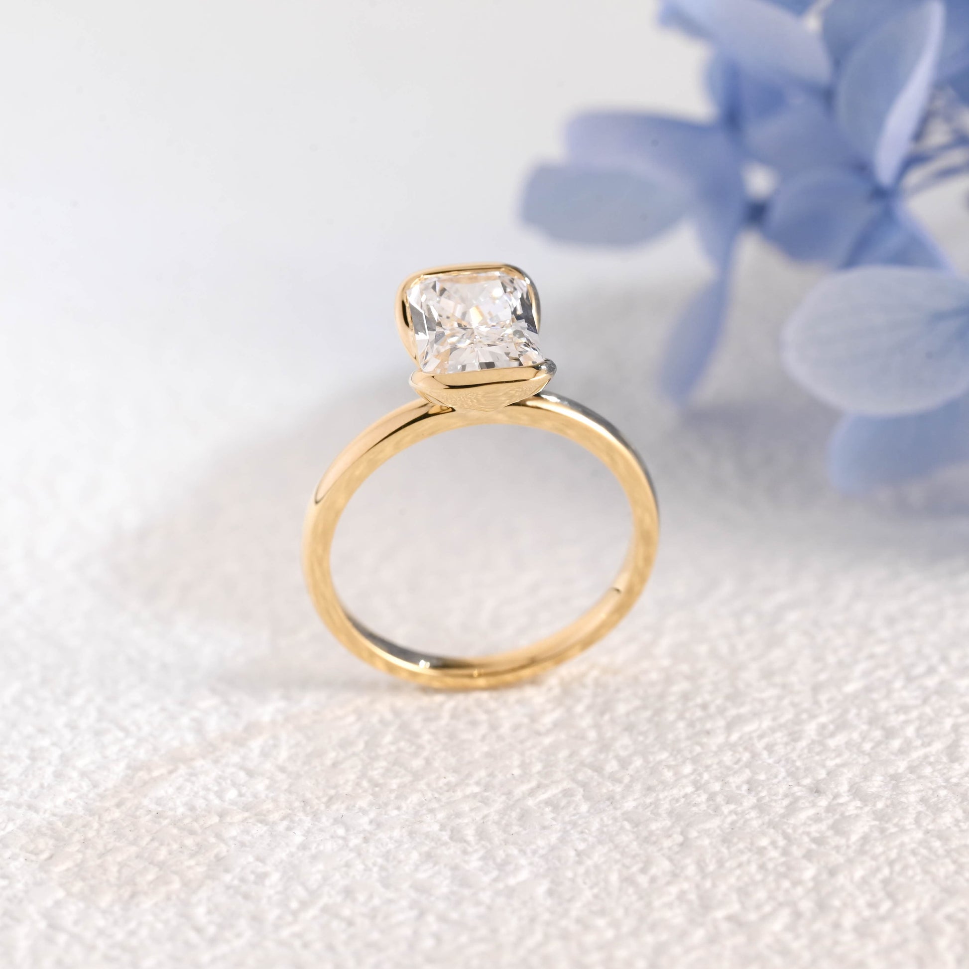 CausYou radiant cut diamond engagement ring Solid Gold Solitaire Radiant Cut Lab Diamond Engagement Ring | D Color VS1 IGI Certified