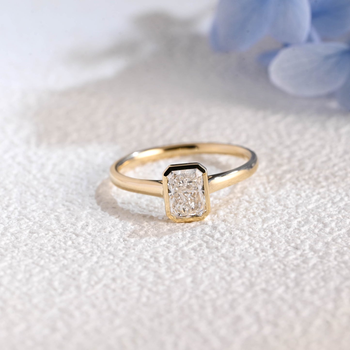 CausYou radiant cut diamond engagement ring Solid Gold Solitaire Radiant Cut Lab Diamond Engagement Ring | D Color VS1 IGI Certified