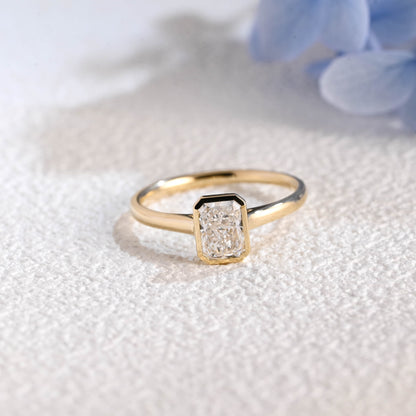 CausYou radiant cut diamond engagement ring Solid Gold Solitaire Radiant Cut Lab Diamond Engagement Ring | D Color VS1 IGI Certified