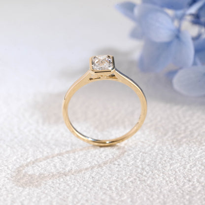 CausYou radiant cut diamond engagement ring Solid Gold Solitaire Radiant Cut Lab Diamond Engagement Ring | D Color VS1 IGI Certified