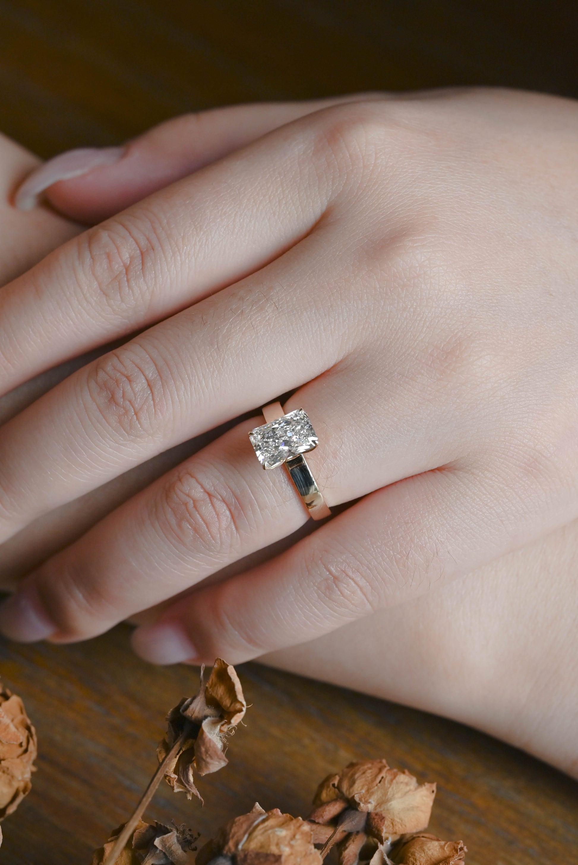 CausYou radiant cut diamond engagement ring Solid Gold Tulip Setting Radiant Cut Lab Diamond Engagement Ring | D Color VS1 IGI Certified