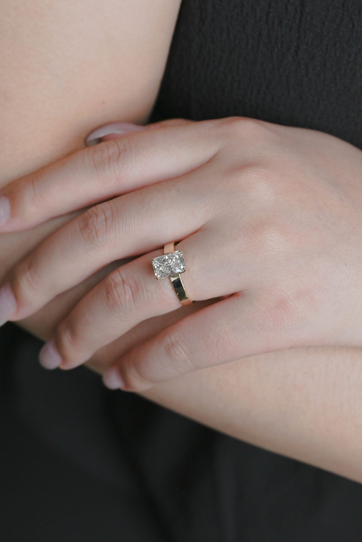 CausYou radiant cut diamond engagement ring Solid Gold Tulip Setting Radiant Cut Lab Diamond Engagement Ring | D Color VS1 IGI Certified