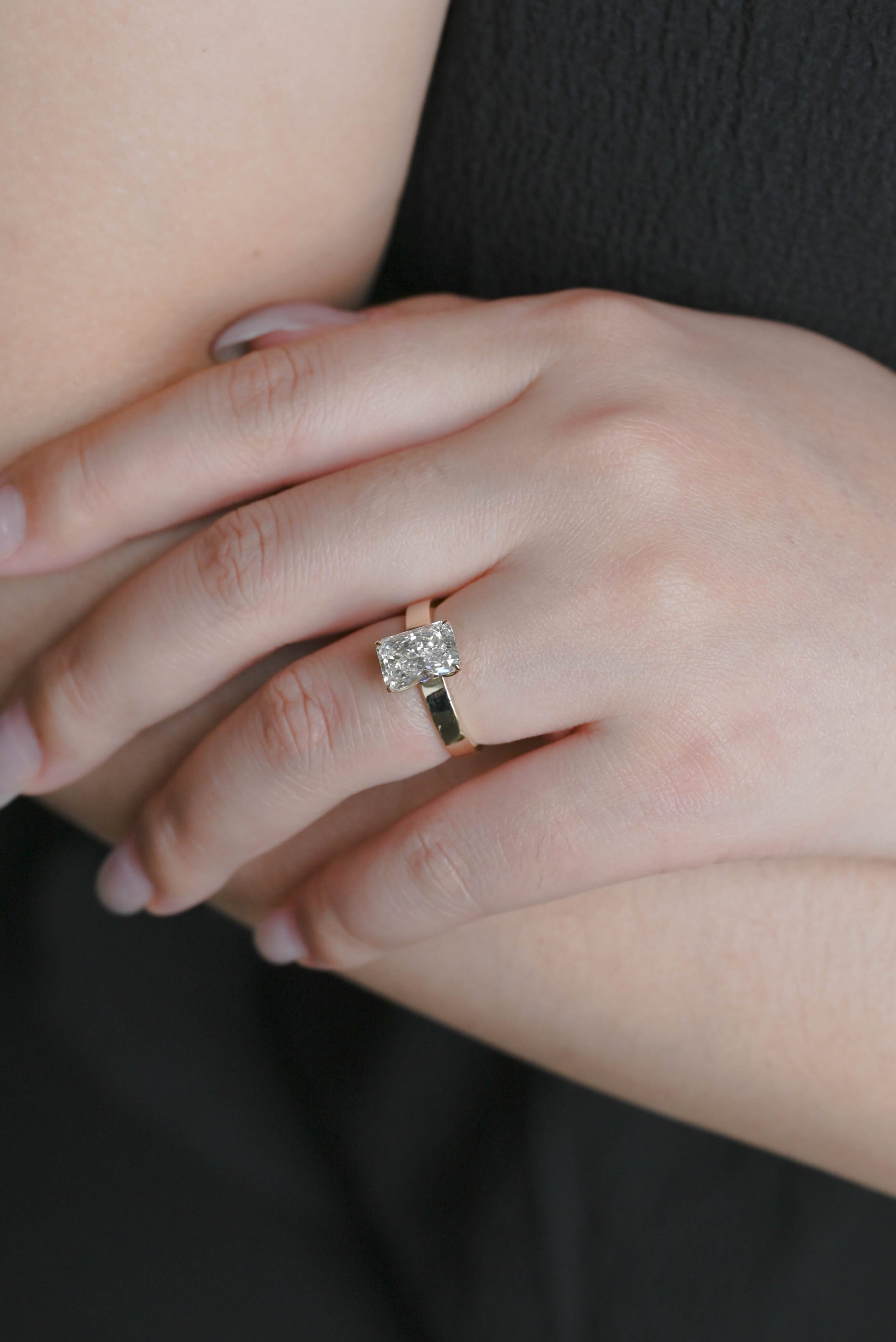 CausYou radiant cut diamond engagement ring Solid Gold Tulip Setting Radiant Cut Lab Diamond Engagement Ring | D Color VS1 IGI Certified