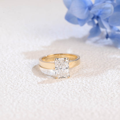 CausYou radiant cut diamond engagement ring Solid Gold Tulip Setting Radiant Cut Lab Diamond Engagement Ring | D Color VS1 IGI Certified