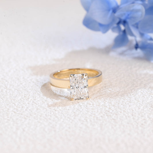CausYou radiant cut diamond engagement ring Solid Gold Tulip Setting Radiant Cut Lab Diamond Engagement Ring | D Color VS1 IGI Certified