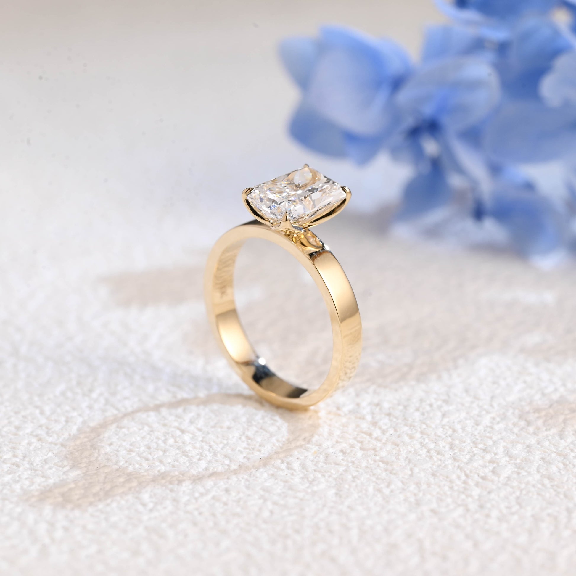 CausYou radiant cut diamond engagement ring Solid Gold Tulip Setting Radiant Cut Lab Diamond Engagement Ring | D Color VS1 IGI Certified