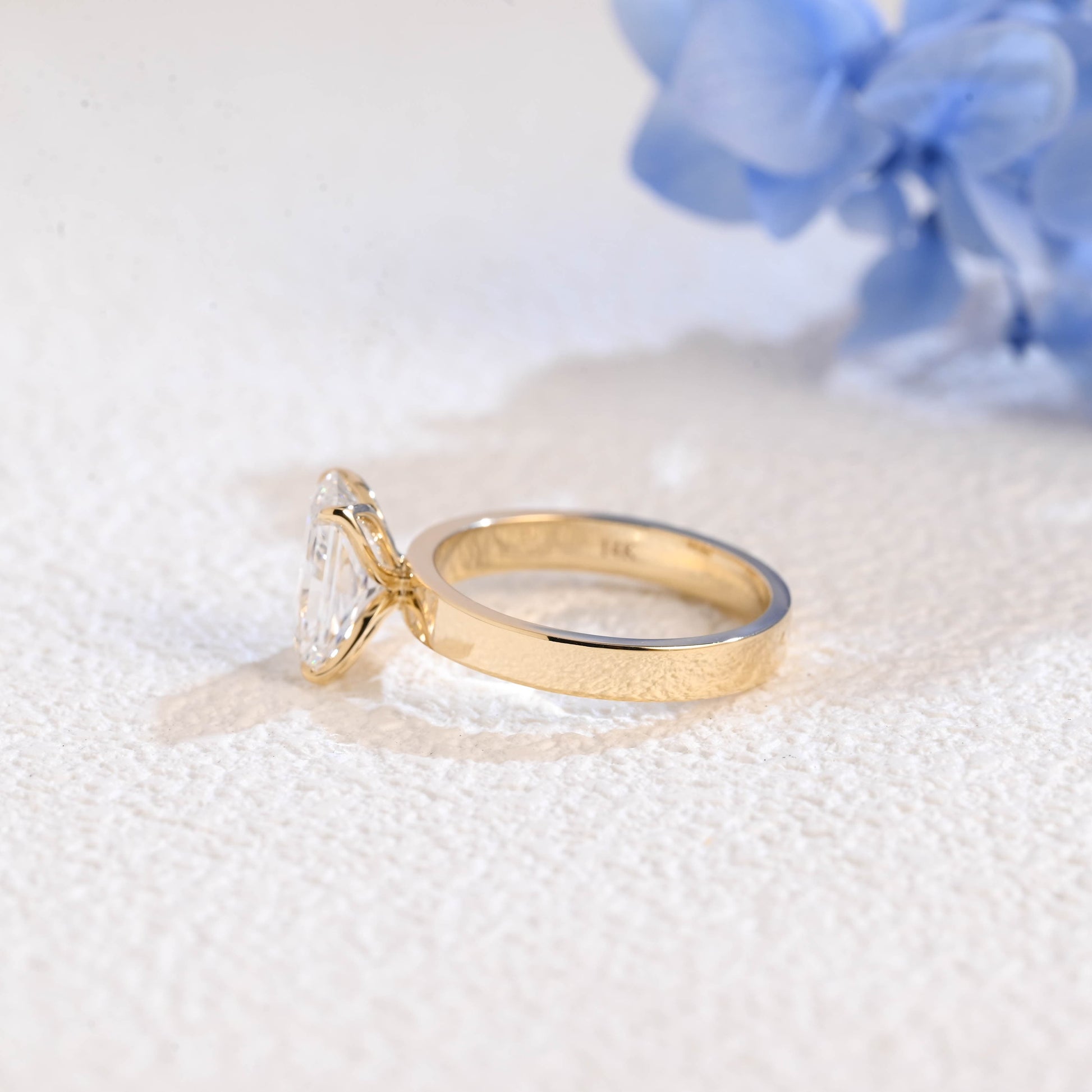 CausYou radiant cut diamond engagement ring Solid Gold Tulip Setting Radiant Cut Lab Diamond Engagement Ring | D Color VS1 IGI Certified