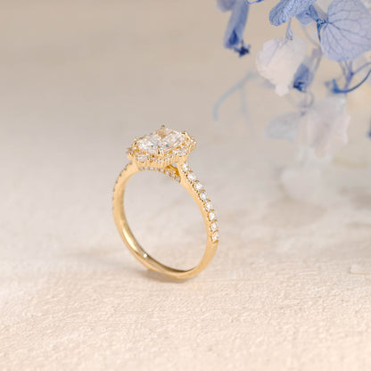 CausYou radiant cut diamond engagement ring Solid Gold Vintage Halo Radiant Cut Lab Diamond Engagement Ring | D Color VS1 IGI Certified (Copy)