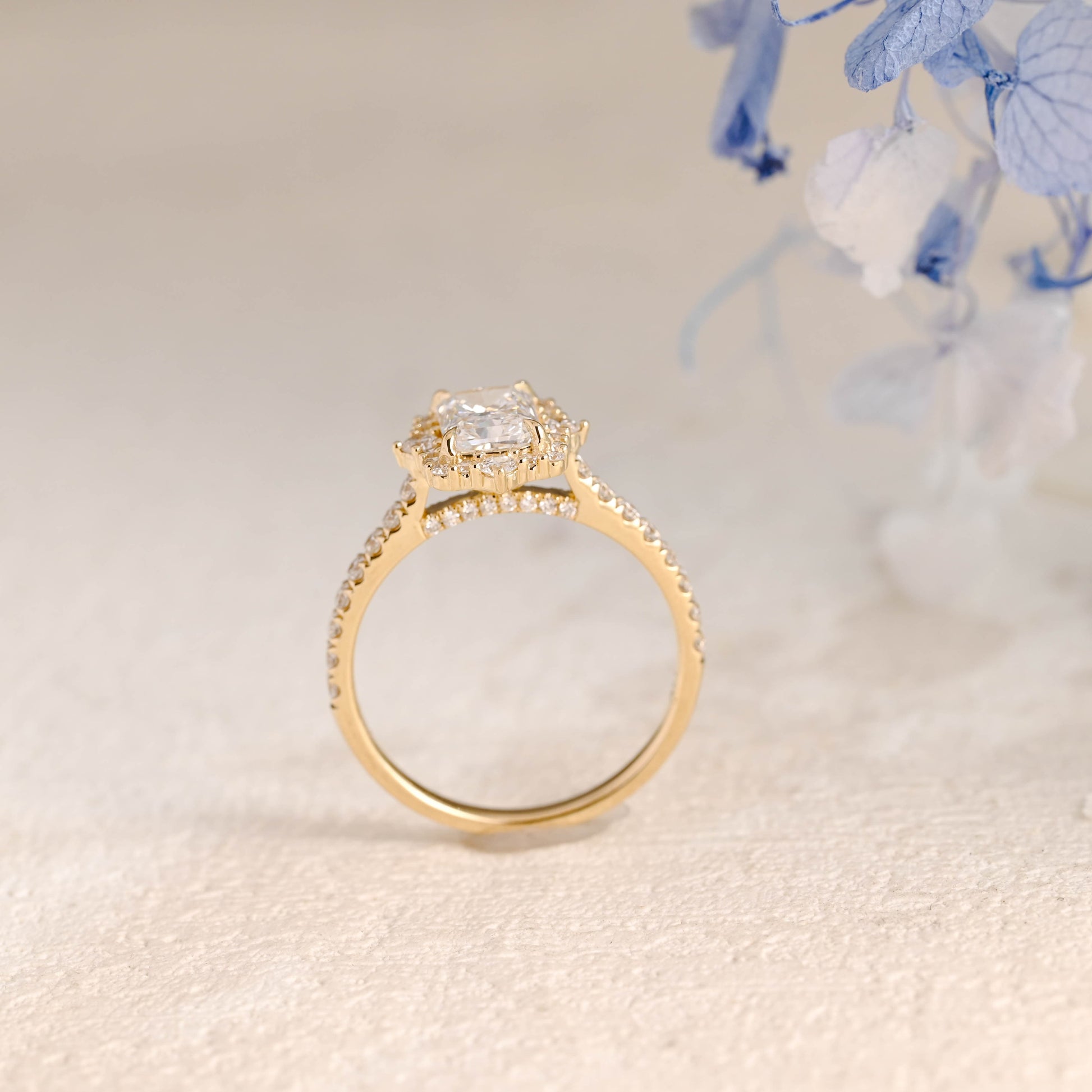 CausYou radiant cut diamond engagement ring Solid Gold Vintage Halo Radiant Cut Lab Diamond Engagement Ring | D Color VS1 IGI Certified (Copy)