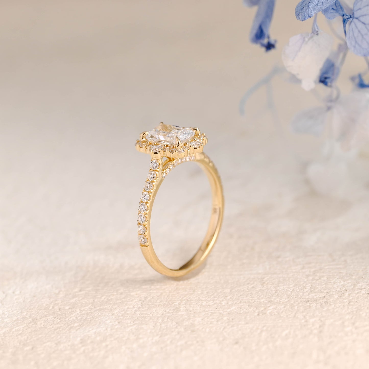 CausYou radiant cut diamond engagement ring Solid Gold Vintage Halo Radiant Cut Lab Diamond Engagement Ring | D Color VS1 IGI Certified (Copy)