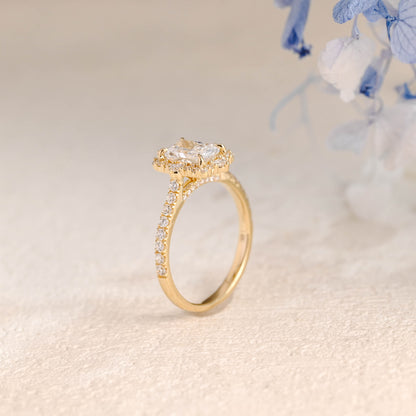 CausYou radiant cut diamond engagement ring Solid Gold Vintage Halo Radiant Cut Lab Diamond Engagement Ring | D Color VS1 IGI Certified (Copy)