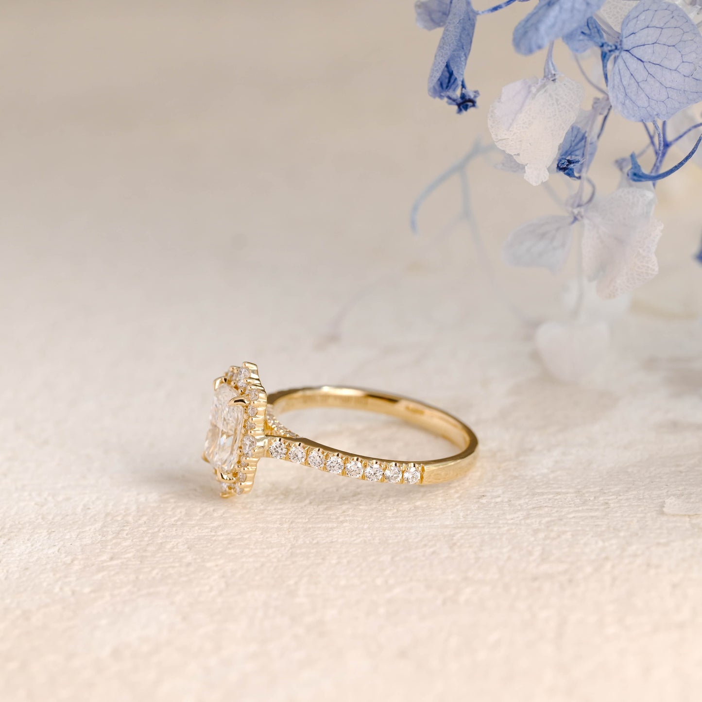 CausYou radiant cut diamond engagement ring Solid Gold Vintage Halo Radiant Cut Lab Diamond Engagement Ring | D Color VS1 IGI Certified (Copy)