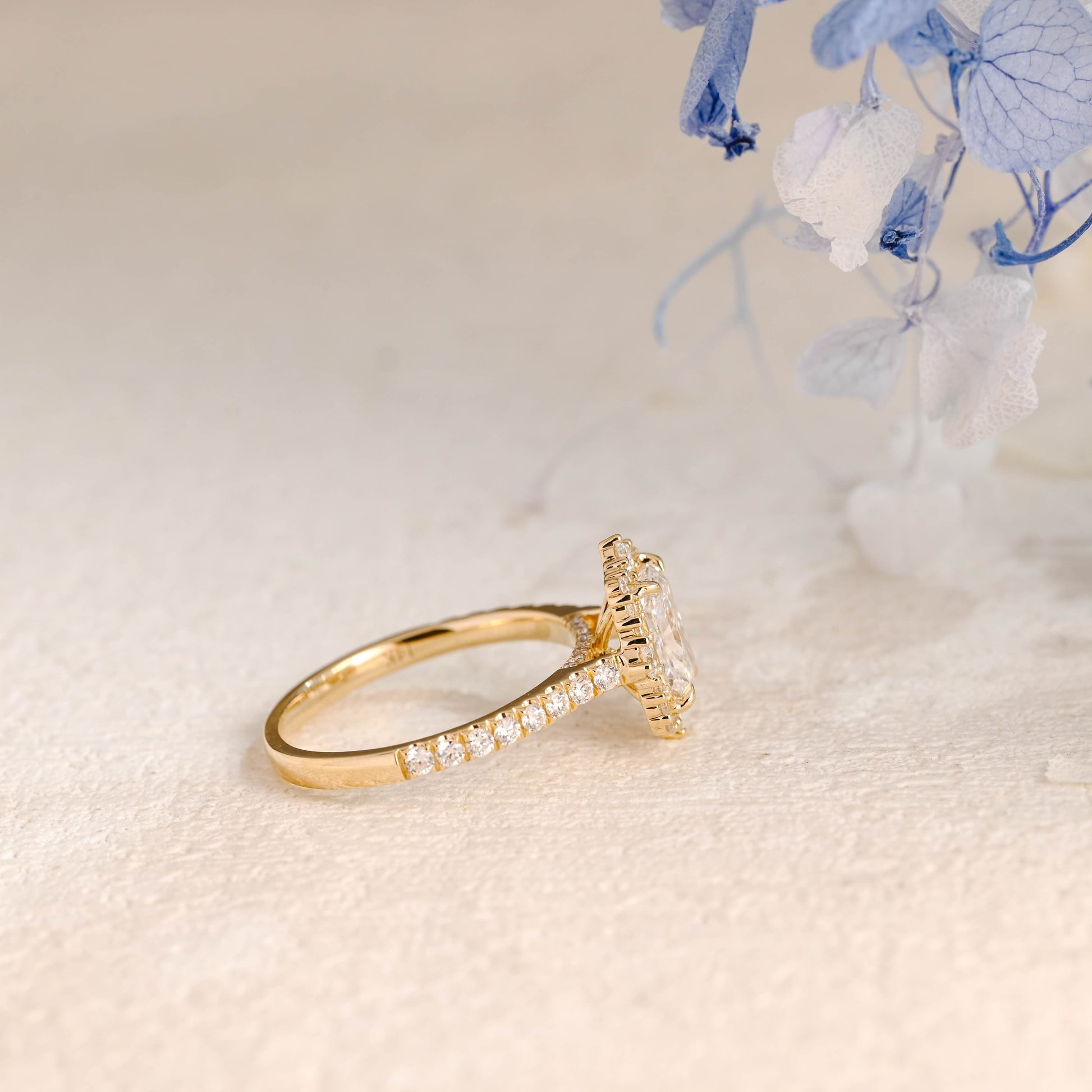 CausYou radiant cut diamond engagement ring Solid Gold Vintage Halo Radiant Cut Lab Diamond Engagement Ring | D Color VS1 IGI Certified (Copy)